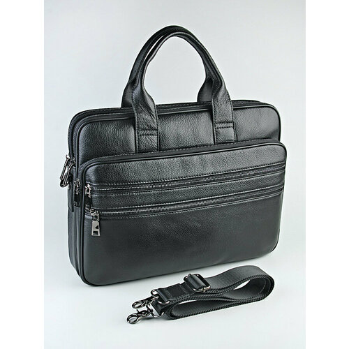 Портфель BAREZ, фактура зернистая, черный