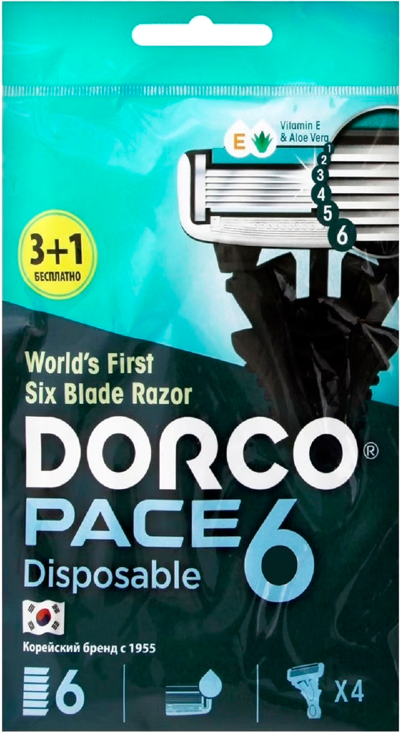 Станки для бритья Dorco Pace одноразовые 6 лезвий мужские 4шт