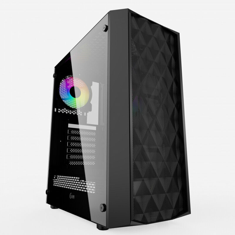 Корпус ATX Без БП Powercase Diamond Mesh LED CMDM-L1 чёрный