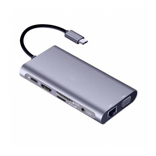 Док станция Ks-is USB Type C 10 в 1 KS-701 док станция сетевой адаптер usb 3 1 type c 16 в 1 ks is ks 716 lan rj45 usb 3 0 type a 2xusb 3 0 type c hdmi vga cardreader sd tf 3 5mm jack