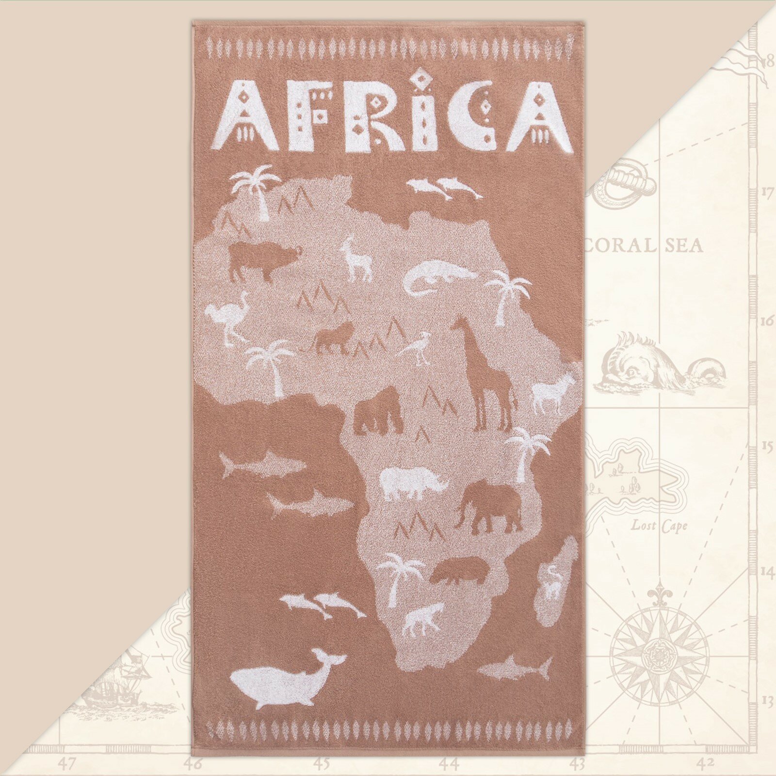 Полотенце махровое Africa, 70х130 см, 100% хлопок, 420гр/м2