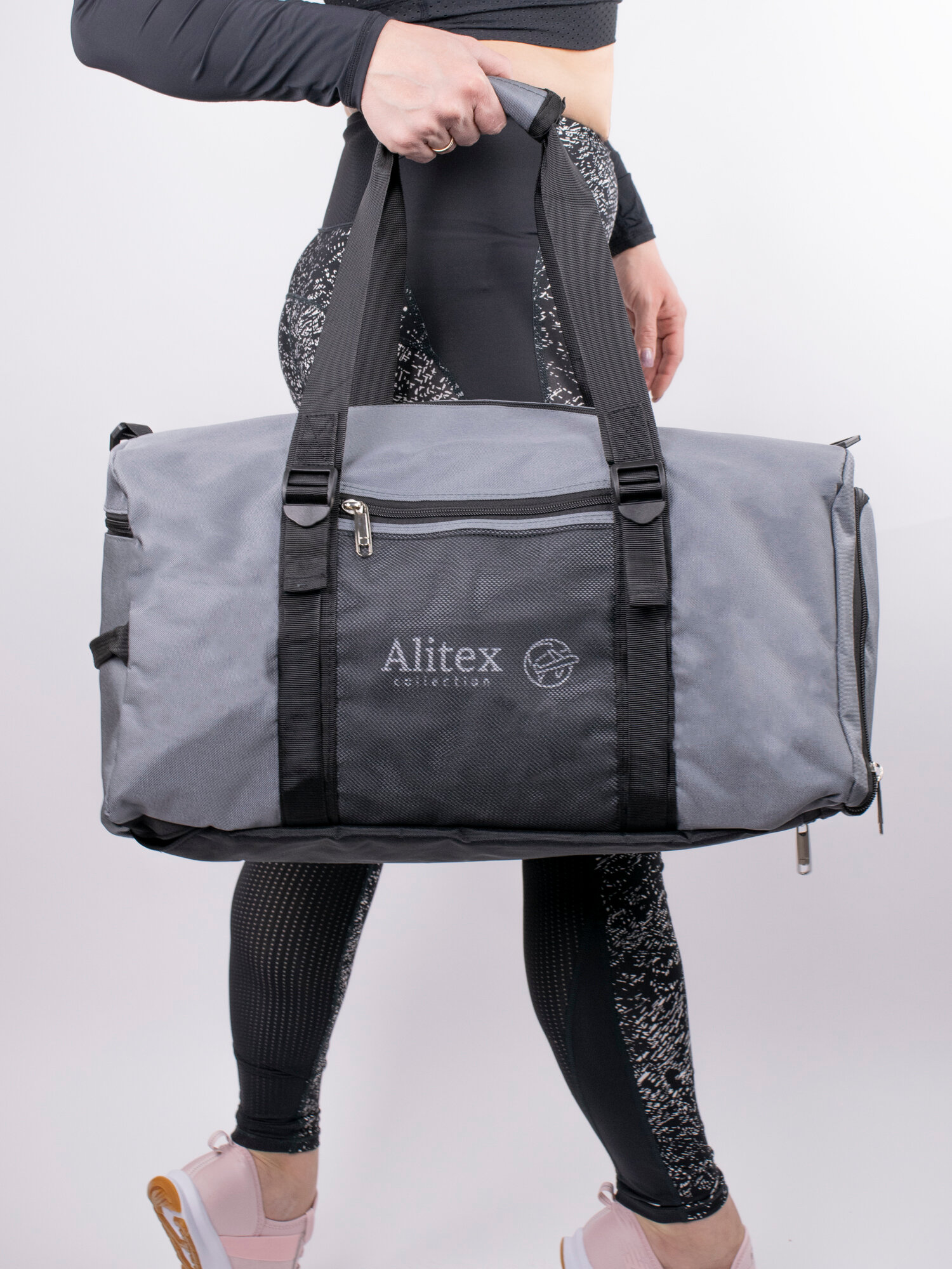 Сумка спортивная сумка-рюкзак Galteria AL008-2, 36 л, 27х27х50 см, ручная кладь, отделение для обуви, отделение для ноутбука, плечевой ремень, водонепроницаемая, быстросохнущая, серый - фотография № 13