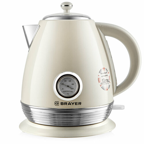 Чайник электрический 17Л 2200ВТ диск контр VnQ by STRIX фильтр термометр нерж сталь БЕЖ BRAYER 574800₽