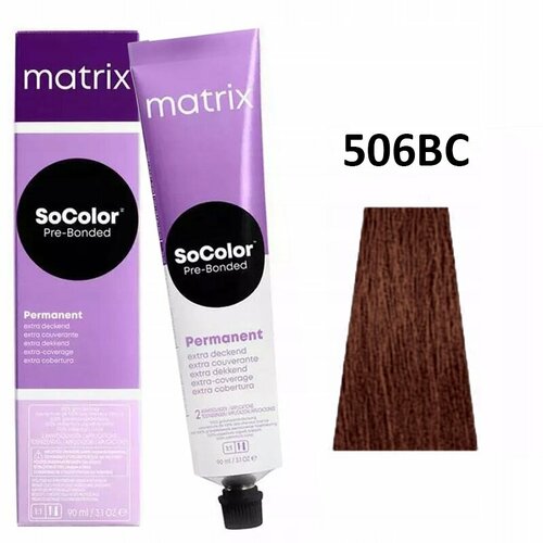 Matrix SoColor Pre-bonded стойкая крем-краска для седых волос Extra coverage, 506BCтемный блондин коричнево-медный 90ml