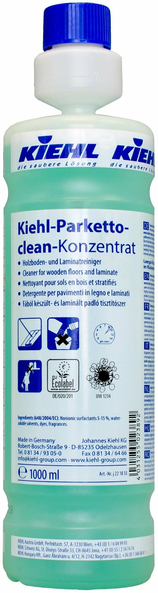 KIEHL Чистящее средство Kiehl-Parketto-clean-Konzentrat для деревянных полов и ламината, 1 л