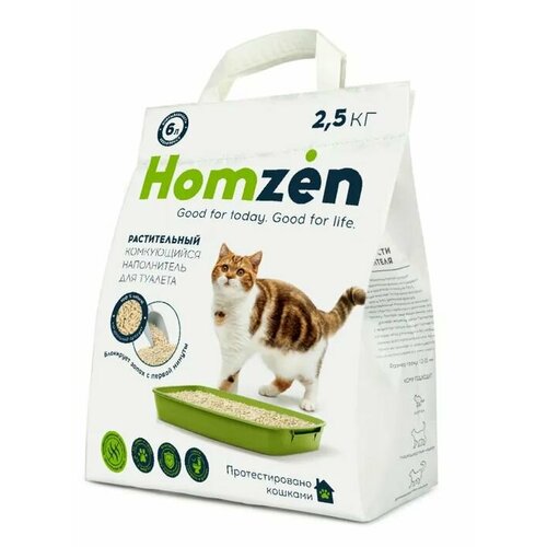 Наполнитель для кошачьего туалета Homzen комкующийся растительный 2.5кг