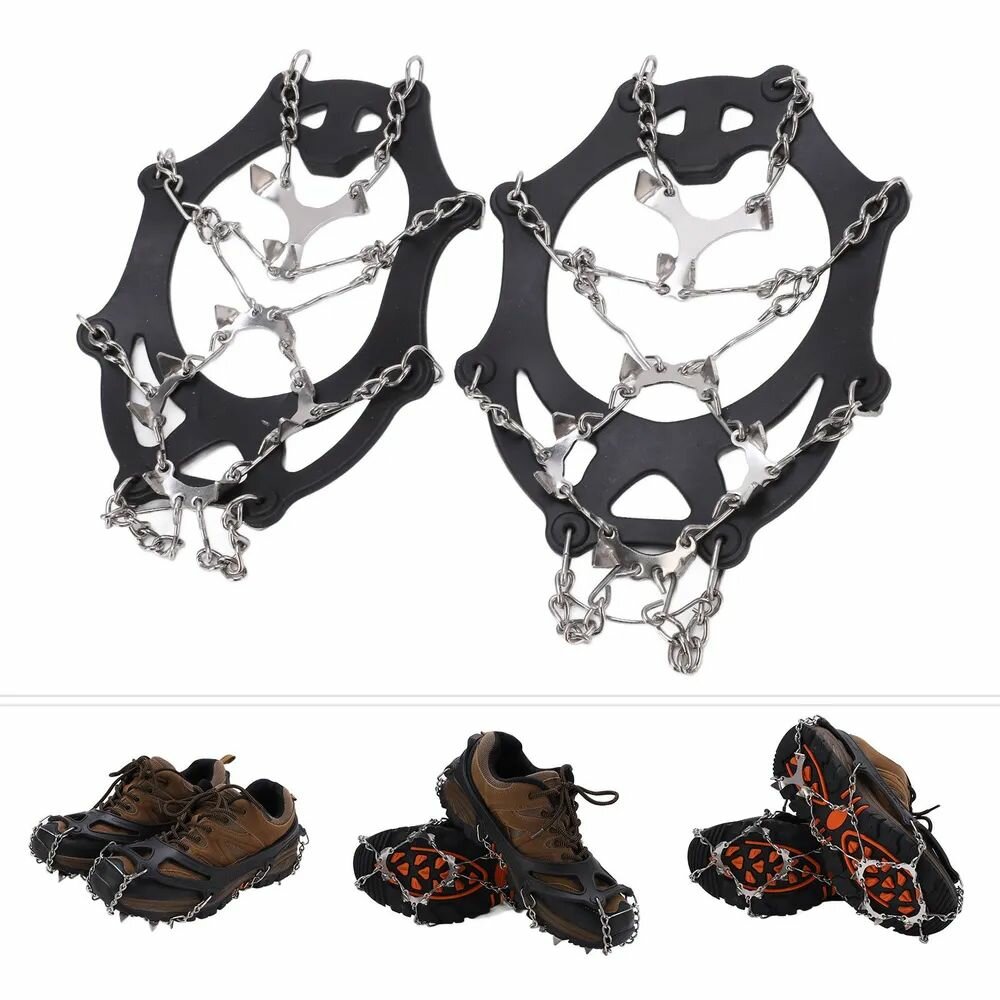 Ледяные Стальные Кошки шипы. 11+11 зубьев, для активного отдыха, альпинизма, пешего туризма. Размер M 36-40