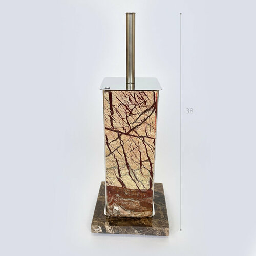 Ершик для туалета Molinardi Creativo "Lecco", на подставке, с крышкой, мраморный коричневый, зеленый, коричневый