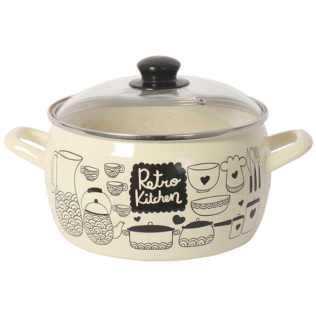 Кастрюля METROT Ретро 2 4л 16см эмал  сталь с крышкой