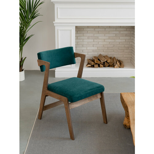 Стул ZASIDELIS ВАЙБ мягкий для кухни дома и офиса изумрудный/коричневый, из велюра, 70х52x77 см, до 130кг