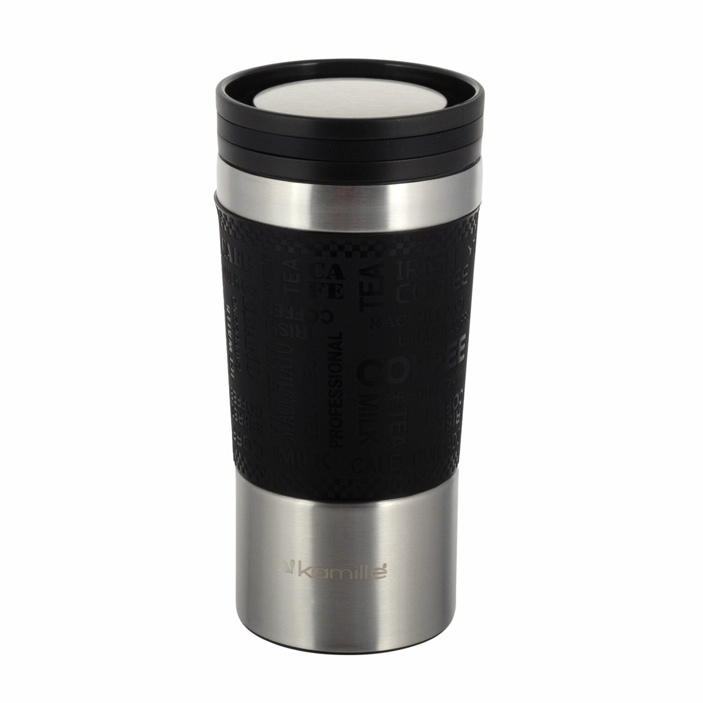 Термокружка 380мл из нержавеющей стали с TPR-вставкой Kamille.