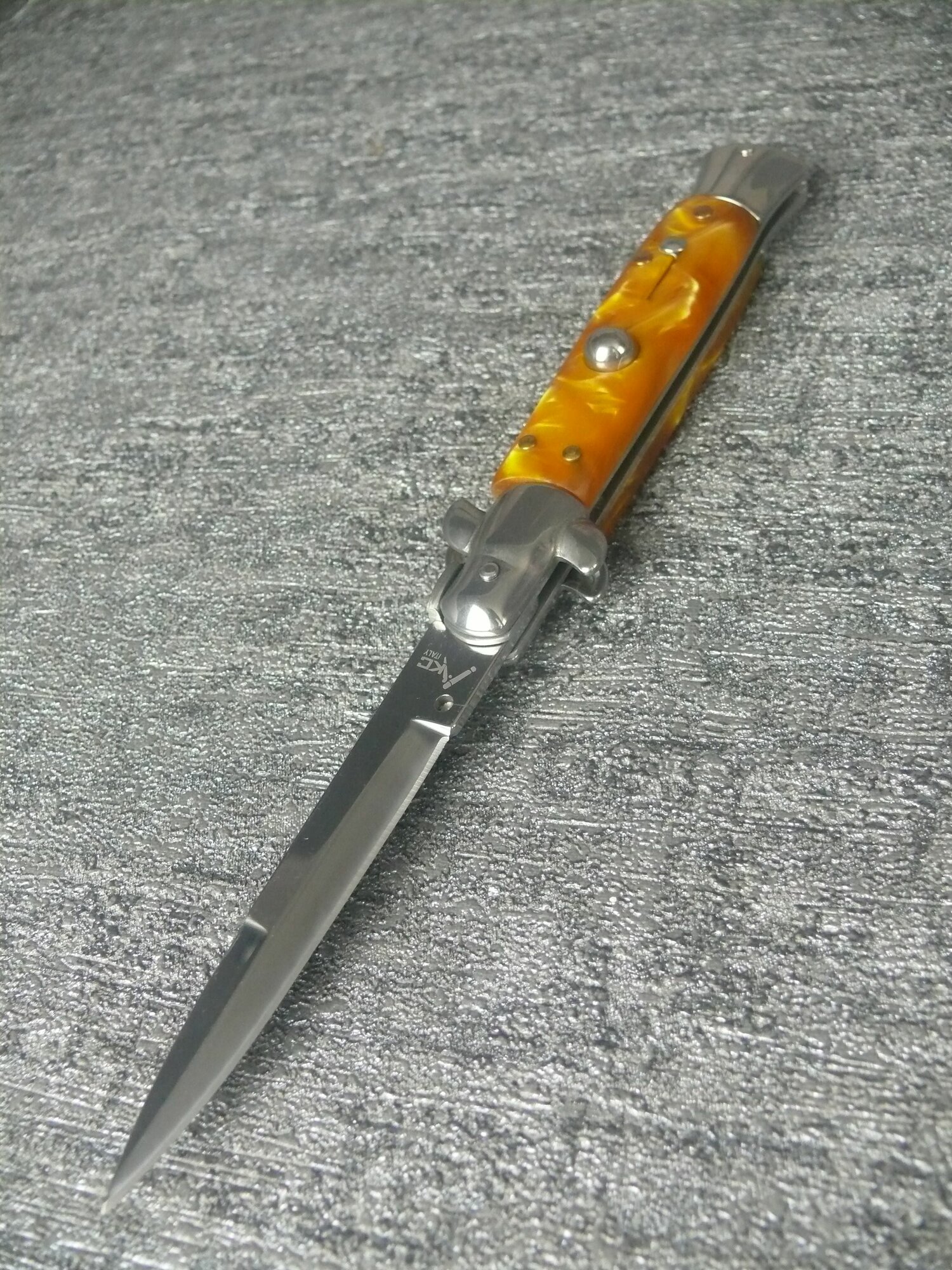 Нож складной, автоматический АКС-001 AKC Italy (янтарный) 22 см