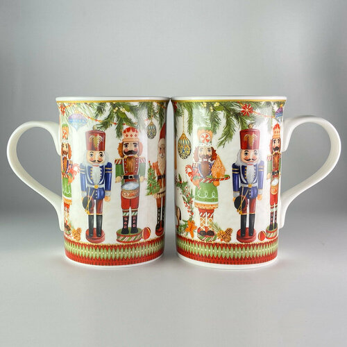 Набор кружек из фарфора 2шт - 320мл в подарочной упаковке с лентой и ручкой 1450₽