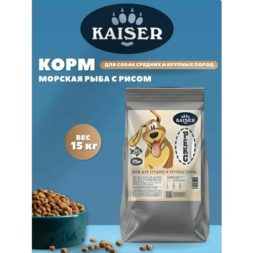 Сухой корм для собак средних и крупных пород с лососем Барбос Гурманыч 15 кг