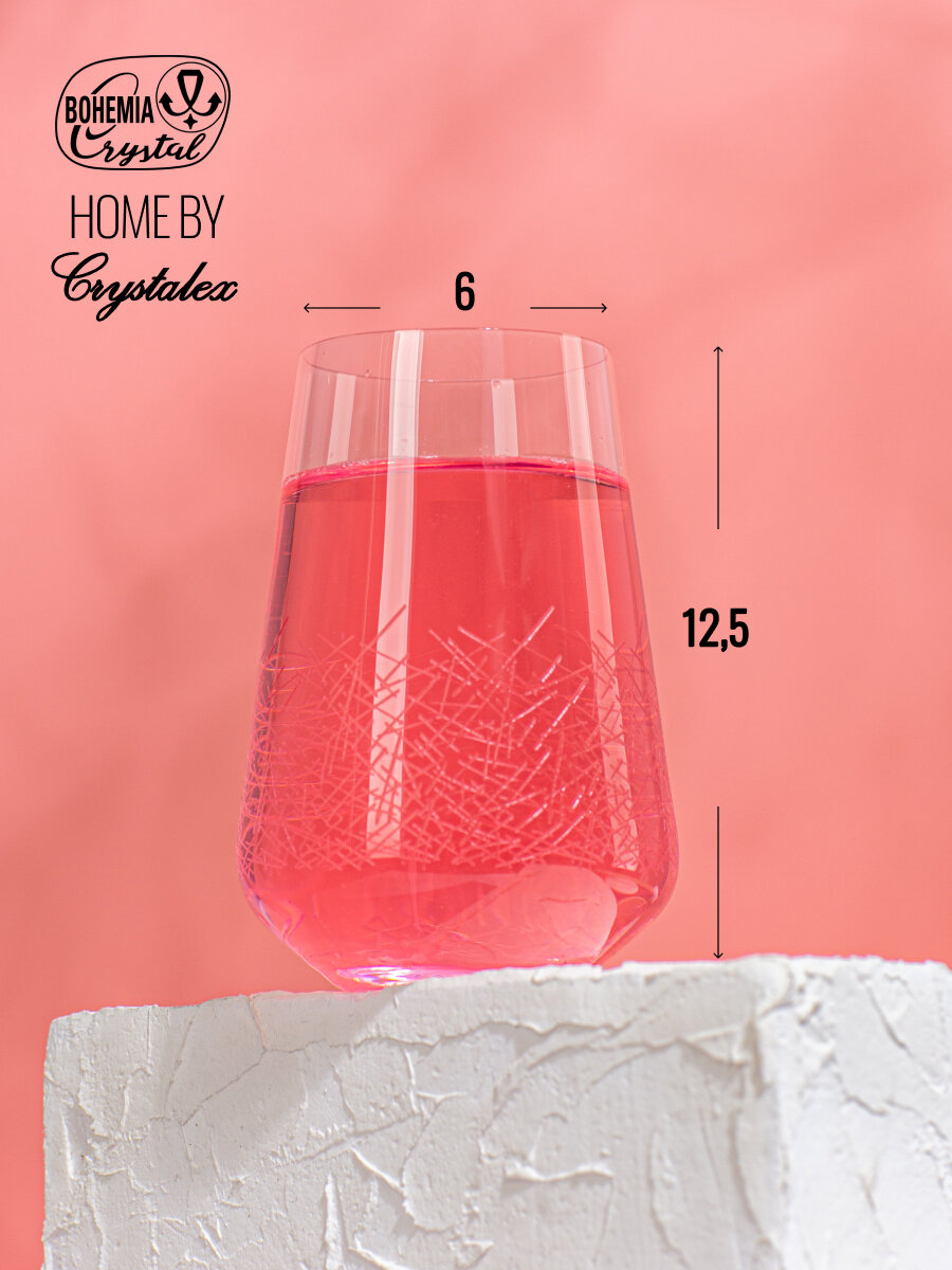 Набор высоких стаканов Crystalex SANDRA Blizzard 6 штук 380мл, богемское стекло — фото 1