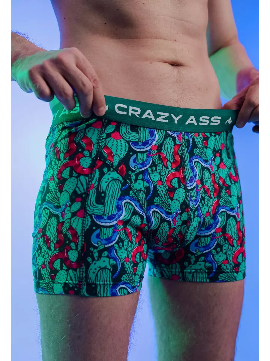 Трусы Crazy Ass, размер XL, черный, зеленый, синий, белый, красный