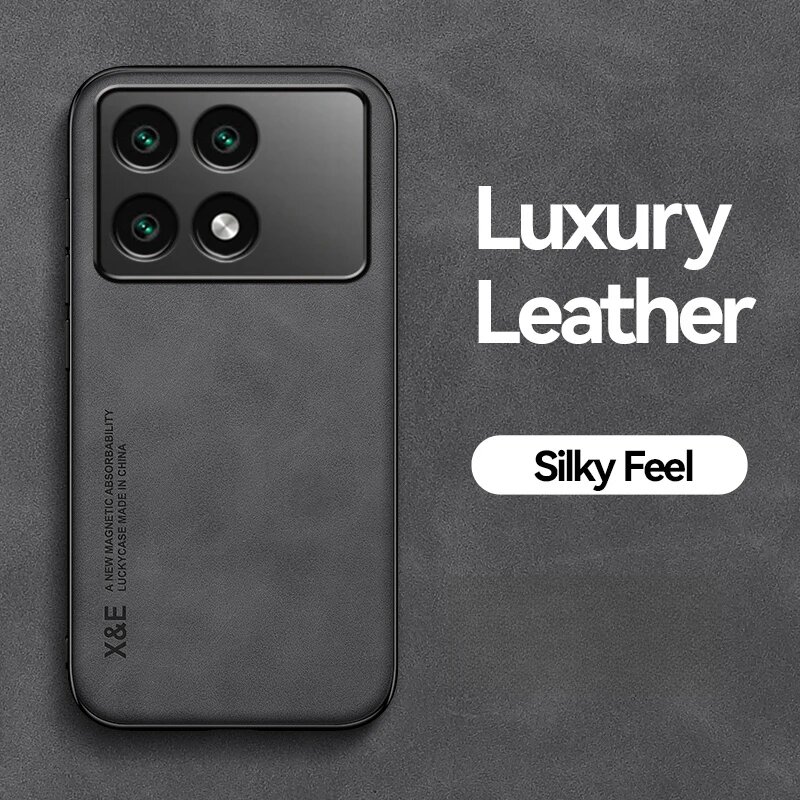 Для Poco X6 Pro 5G автомобильный магнитный держатель кожаные чехлы для Poko Little X6Pro X 6 Pro X6pro Силиконовый противоударный чехол-бампер, Dark grey, For Poco X6 Pro 5G