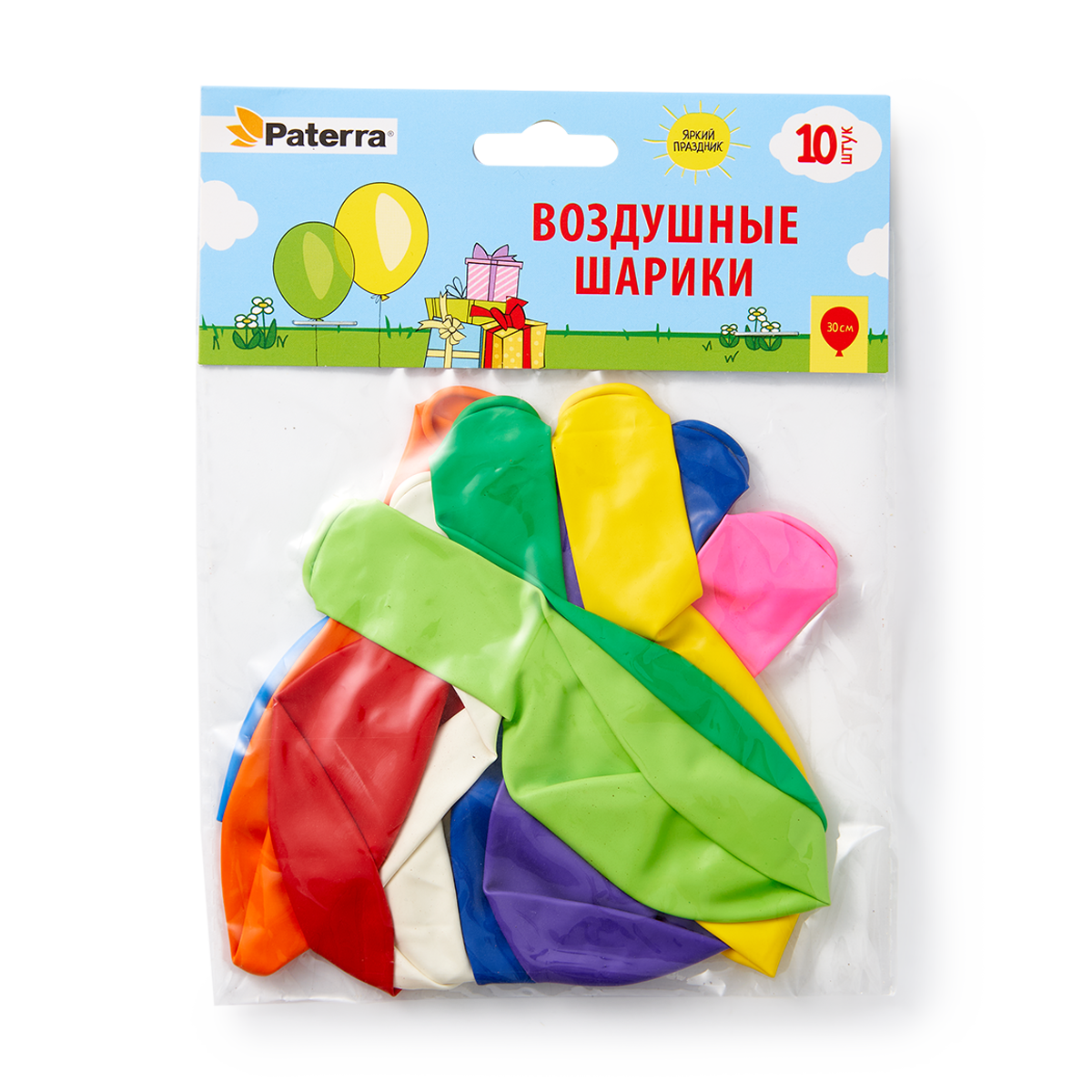 Набор воздушных шаров Paterra, круглые, 30см, 10шт, разноцветные