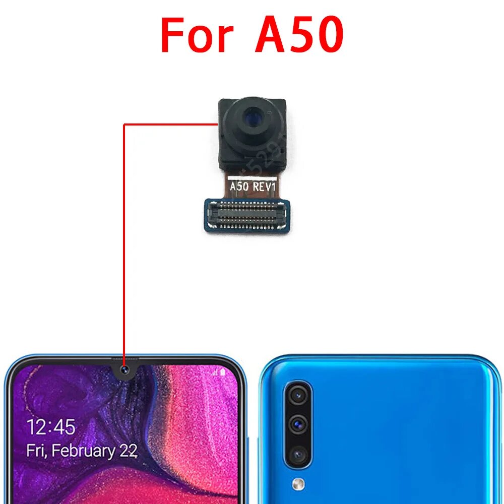 Модуль фронтальной камеры для селфи для Samsung Galaxy A10 A10e A10s A20 A20e A20s A30 A30s A40 A50 A50s A60 A70 A70s A90, A50