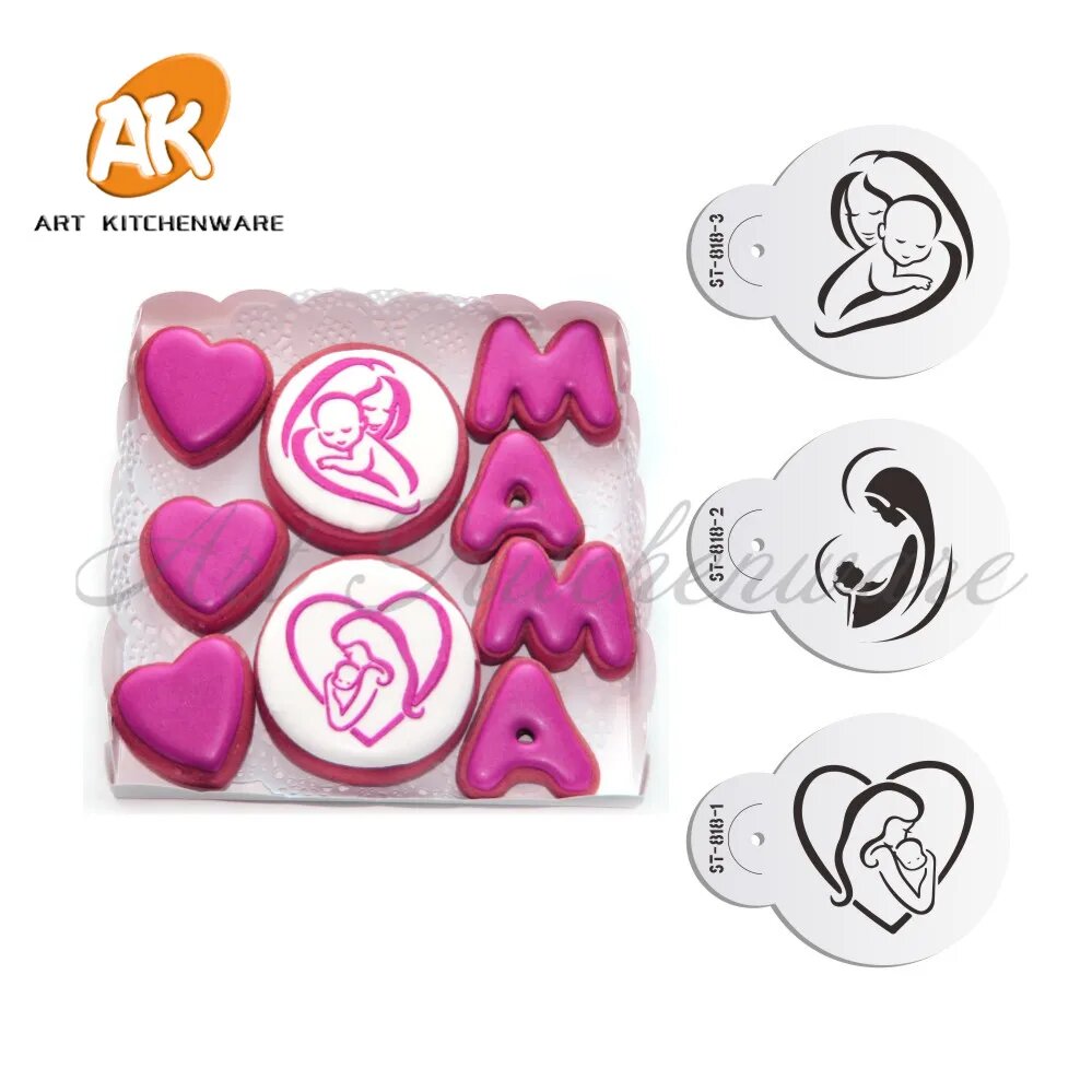 Набор трафаретов для торта Mom Love Baby 3 шт.
