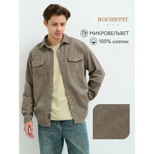фото Рубашка bochetti, размер 54, темно-бежевый