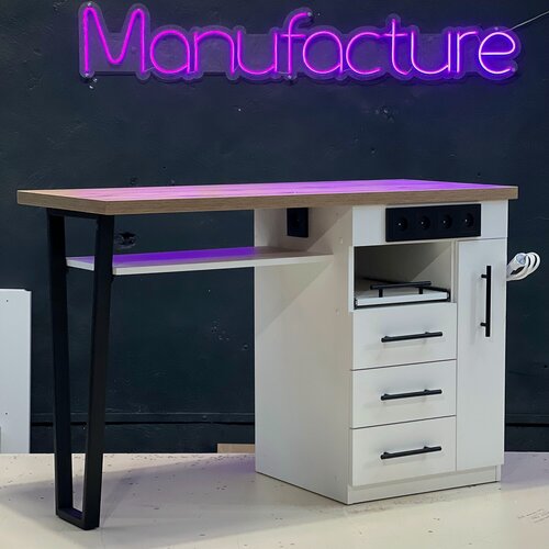 Изображение товара Маникюрный стол Box с розетками и ящиками белый для маникюра