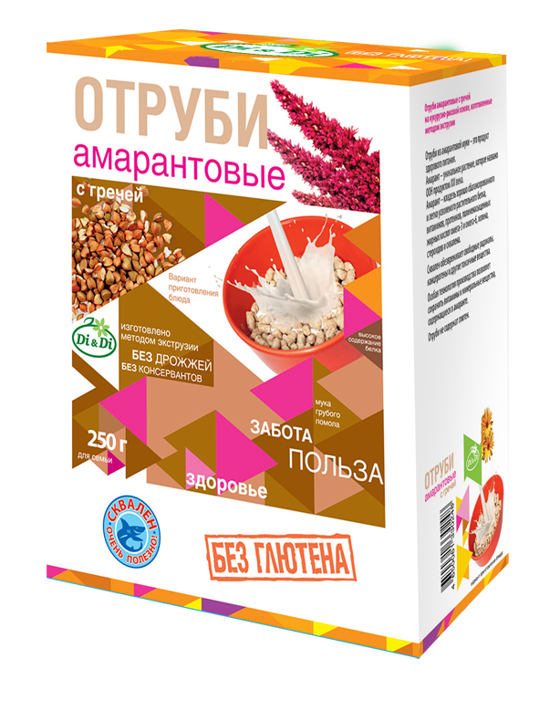 Отруби амарантовые с гречей 250г, 2 штуки фото