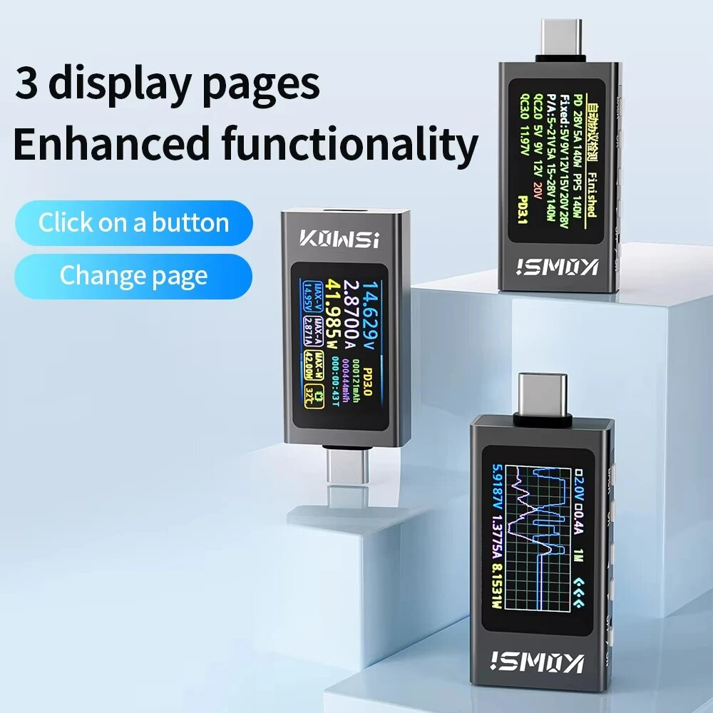KWS-X1 USB TYPE-C, триггерный тестер для быстрого обнаружения заряда, вольтметр, амперметр, измерение емкости, пульсация 4 В-30 В, 0 В-12 А