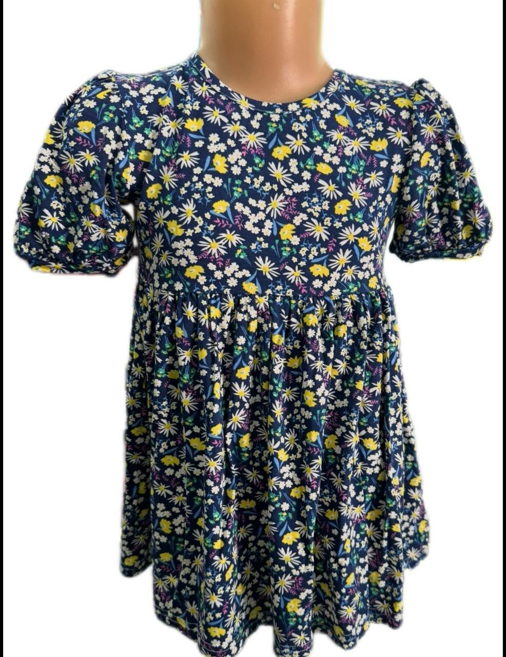 Школьное платье GAP, размер 1, синий, бежевый, розовый — фото 1