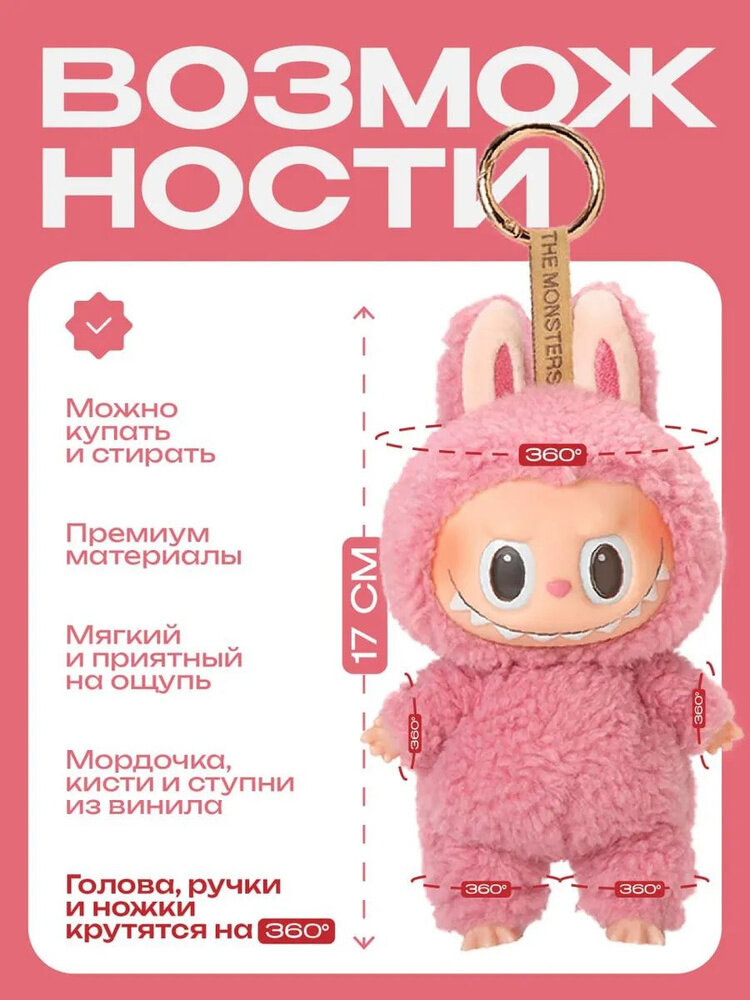 Лабубу мягкая игрушка брелок/ The monsters Labubu 1 серия/ Сюрприз бокс — фото 1