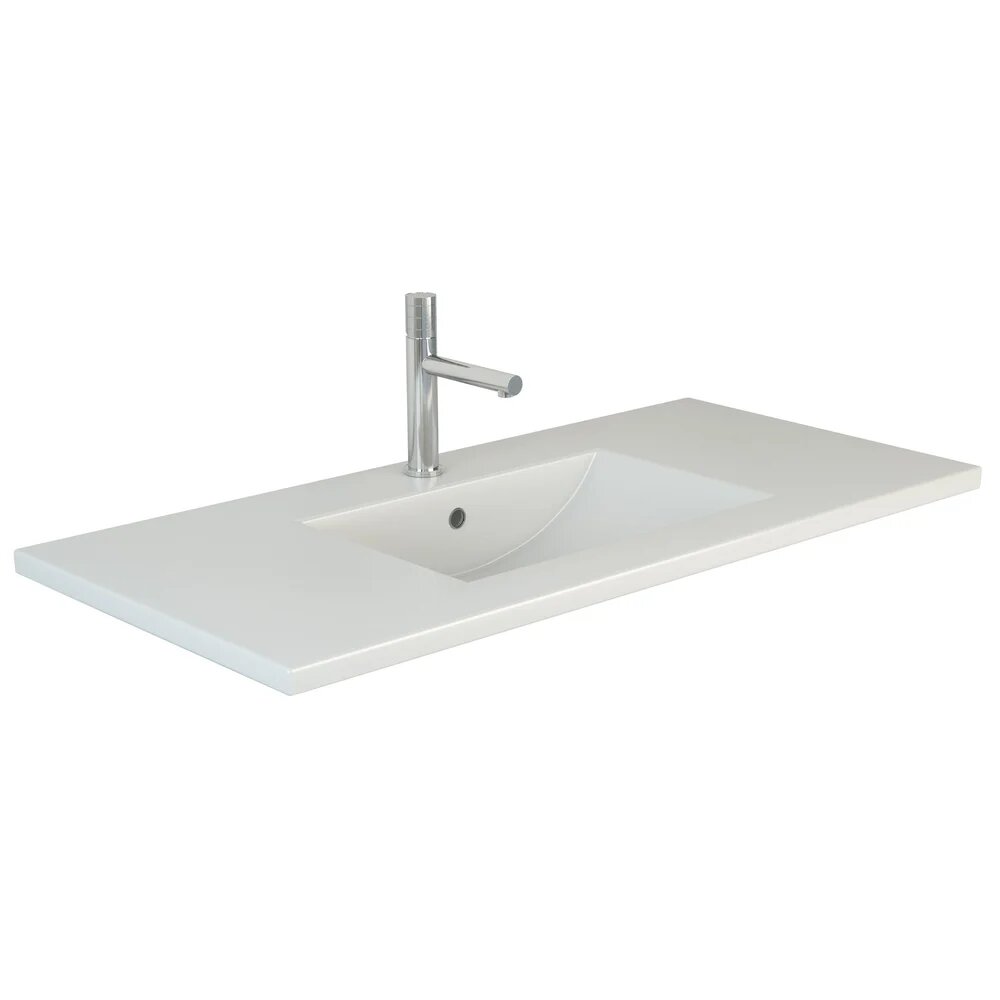 Мебельная раковина Emmy Вега 101 фаянсовая  раковина для ванной  белая  прямоугольная  российская