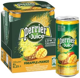 Газированный напиток Perrier ананас и манго, 0.25 л, 4 шт.