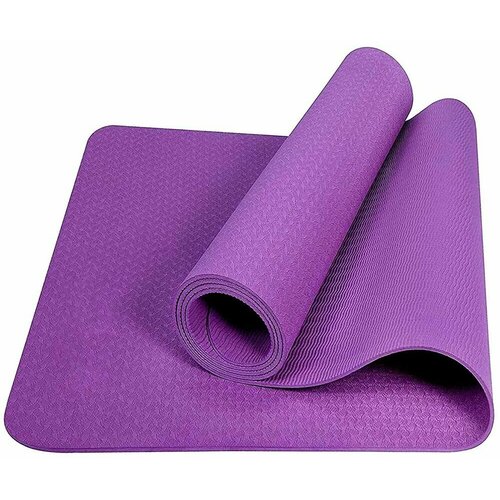 Коврик для йоги нескользящий резиновый, толстый гимнастический yoga mat для фитнеса, спорта и растяжки, легкая плотная тренировочная пенка для гимнастики, пилатеса и упражнений на улице и занятий дома