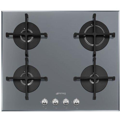 Встраиваемая газовая панель SMEG Газ Linea газовая варочная панель 60 см серебристое стекло Stopsol скошенный край 6916900₽