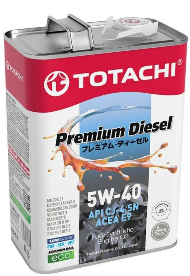 Масло моторное totachi premium diesel fully synthetic cj-4/sm 5w-40 синтетическое 4 л 4562374690745