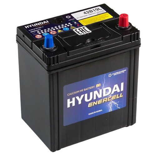 Аккумулятор автомобильный Hyundai CMF 42B19L 35 А/ч 300 А обр. пол. Азия авто (187x127x220) без бортика 10.2021г