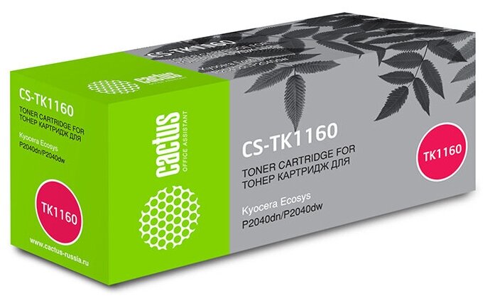 Тонер-картридж Cactus CS-TK-1160 черный (7200стр.) для Kyocera Ecosys P2040dn/P2040dw