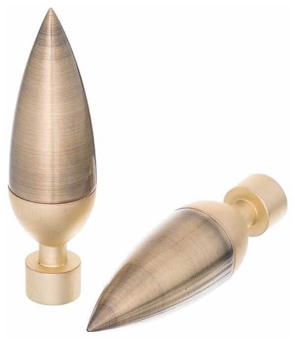 Наконечники для карниза OLEXDECO «Линия» для труб диаметром 16 мм. Антик/Золото матовое
