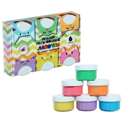 Краски пальчиковые набор 6 цветов х 60 мл, Спектр, 360 мл, 