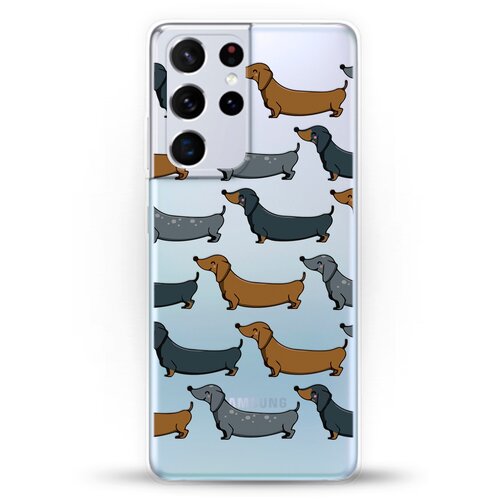 фото Силиконовый чехол узор из такс на samsung galaxy s21 ultra andy & paul