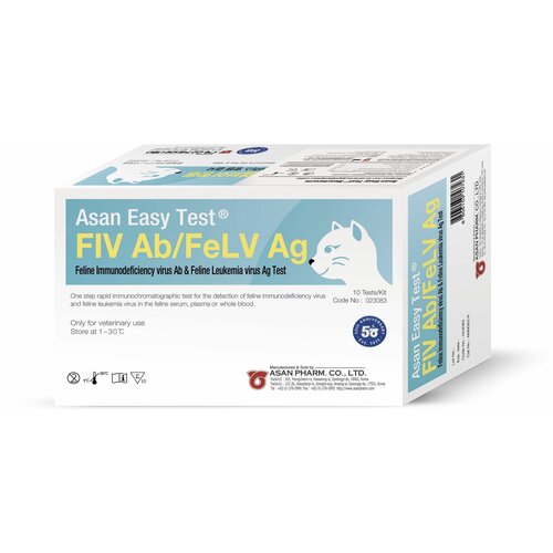 Экспресс-тест Asan Easy Test FIV Ab/FeLV Ag на иммунодефицит и лейкемию кошек, 10 шт