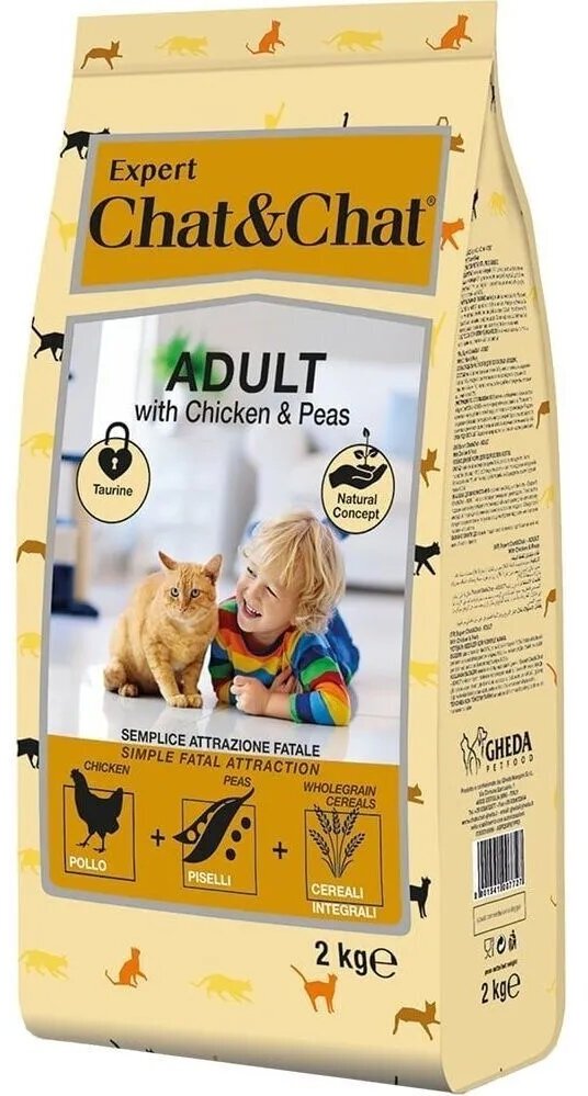 Сухой корм Chat&Chat Expert Premium для взрослых кошек с курицей и горохом 2 кг