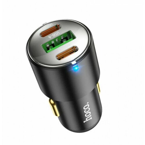 Зарядное автомобильное быстрое АЗУ usb Hoco NZ6 45W + 2 Type-C PD гнездо черный