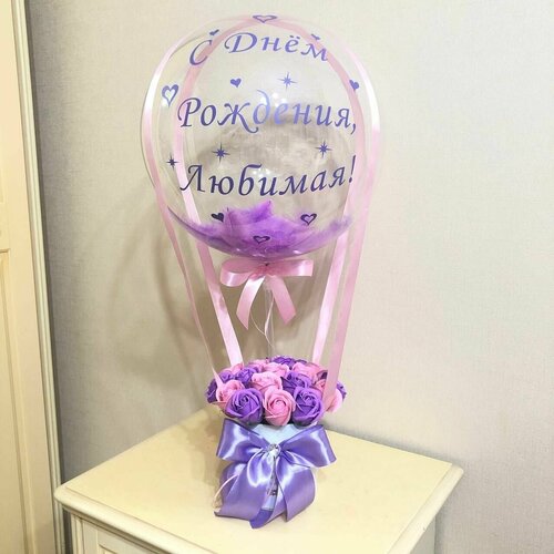 Розы из мыла / Букет с шаром / Подарок девушке