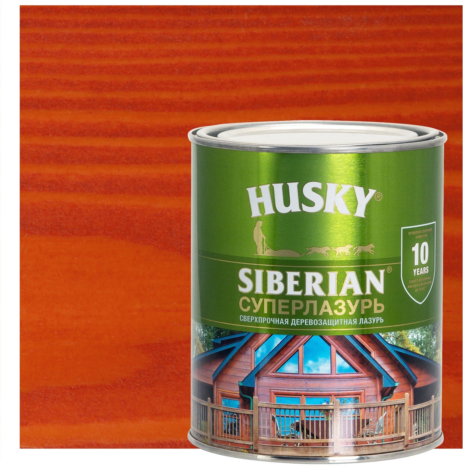 Лазурь для дерева Husky Siberian Суперлазурь цвет рябина 0.9 л