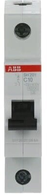 Автоматический выключатель ABB SH201 10A 6kA 1P тип С 2CDS211001R0104