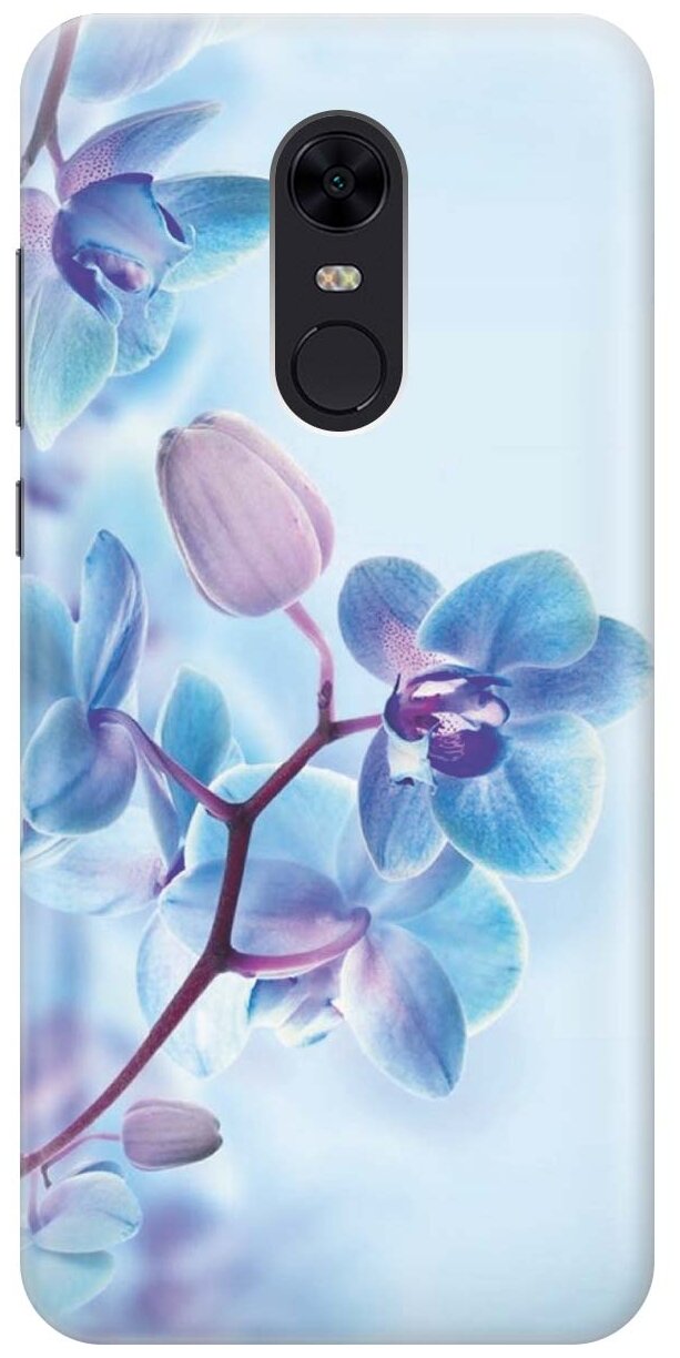 Ультратонкий силиконовый чехол-накладка для Xiaomi Redmi 5 Plus с принтом "Синий цветок на синем"