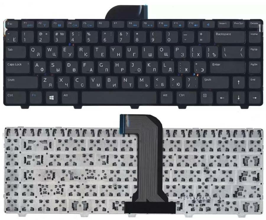 Клавиатура (keyboard) NSK-DJD0R для ноутбука Dell Inspiron 14V, 14R, N3010, N4010, N4020, N4030, N5030, M5030 Series, черная с рамкой