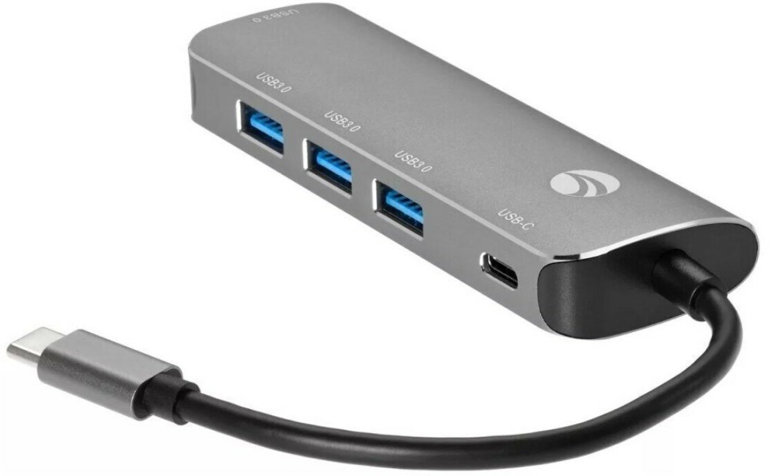 USB-хаб VCOM CU4383 4 port USB3.0 HUB+PD Alum Shell