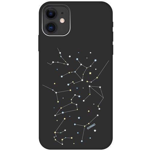 фото Ультратонкая защитная накладка soft touch для apple iphone 11 с принтом "constellations" черная gosso